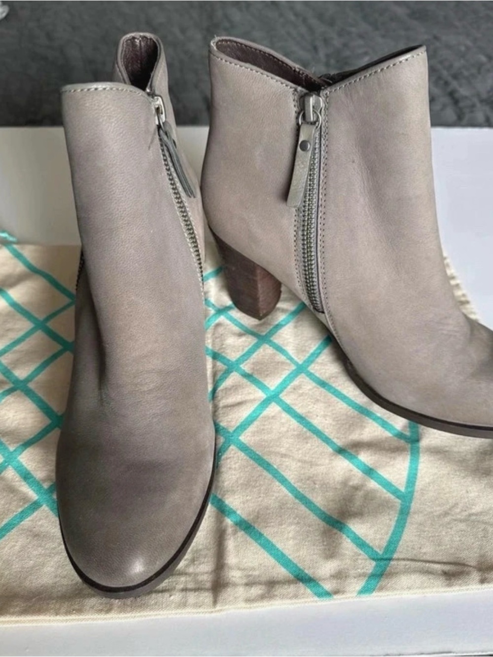 MIA Gray Side-Zip Block Heel Ankle Booties